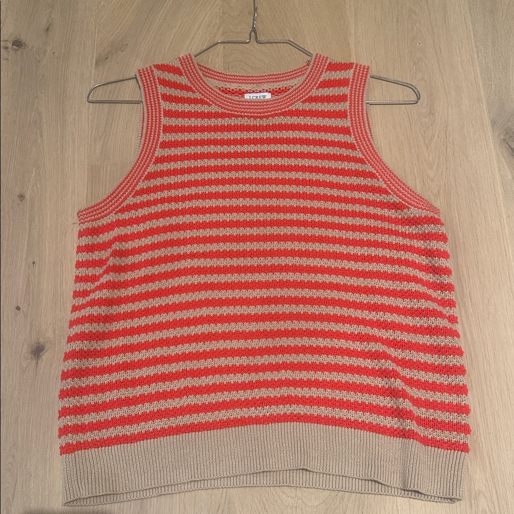 J. Crew Red and Beige Knit Top
